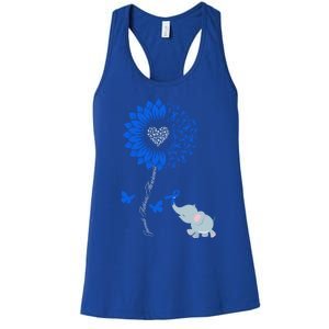 Juvenile Arthritis Awareness Sunflower Elephant Butterfly Gift Women's Racerback Tank