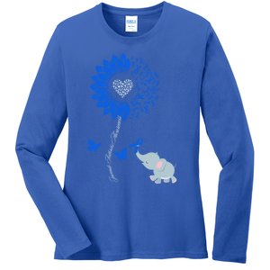 Juvenile Arthritis Awareness Sunflower Elephant Butterfly Gift Ladies Long Sleeve Shirt