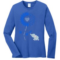 Juvenile Arthritis Awareness Sunflower Elephant Butterfly Gift Ladies Long Sleeve Shirt