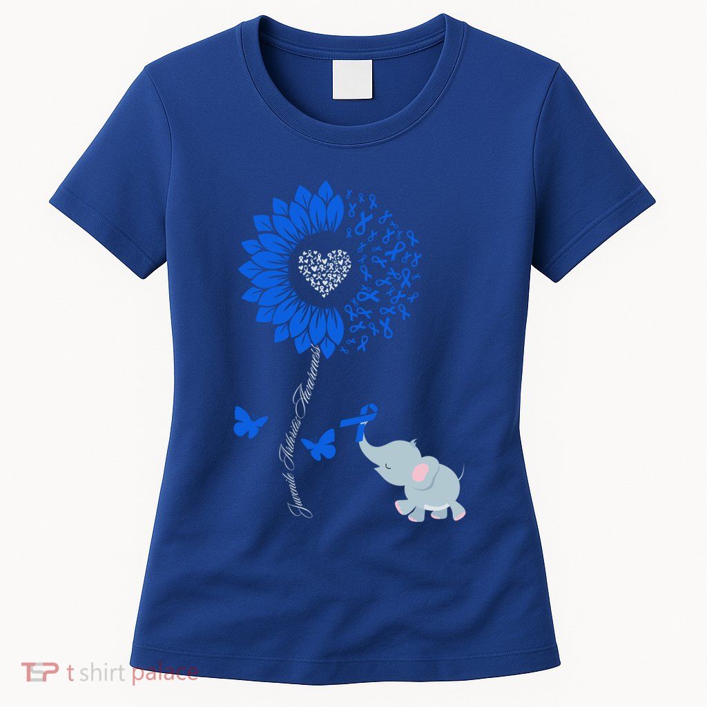 Juvenile Arthritis Awareness Sunflower Elephant Butterfly Gift Womens T-Shirt
