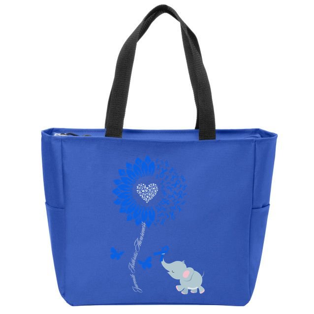 Juvenile Arthritis Awareness Sunflower Elephant Butterfly Gift Zip Tote Bag