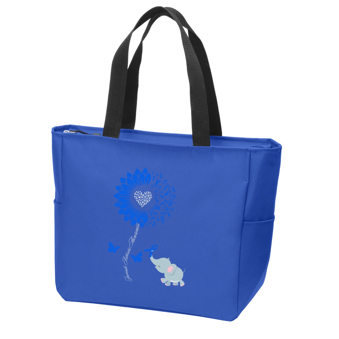 Juvenile Arthritis Awareness Sunflower Elephant Butterfly Gift Zip Tote Bag