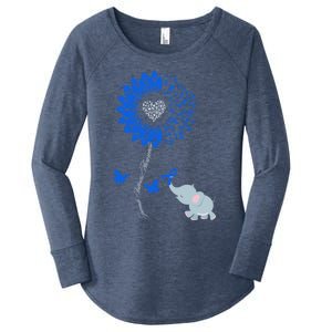 Juvenile Arthritis Awareness Sunflower Elephant Butterfly Gift Women's Perfect Tri Tunic Long Sleeve Shirt