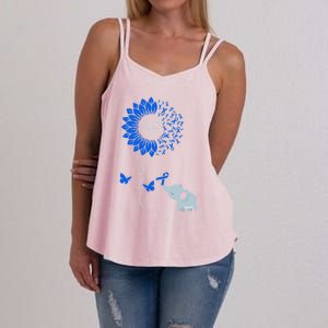 Juvenile Arthritis Awareness Sunflower Elephant Butterfly Gift Women's Strappy Tank