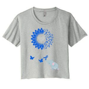 Juvenile Arthritis Awareness Sunflower Elephant Butterfly Gift Women's Crop Top Tee