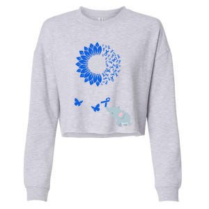 Juvenile Arthritis Awareness Sunflower Elephant Butterfly Gift Cropped Pullover Crew