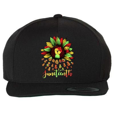 Juneteenth African American Sunflower Black History Freedom Great Gift Wool Snapback Cap