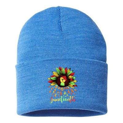 Juneteenth African American Sunflower Black History Freedom Great Gift Sustainable Knit Beanie