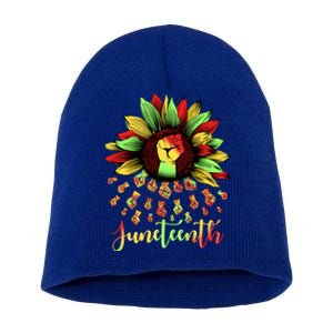 Juneteenth African American Sunflower Black History Freedom Great Gift Short Acrylic Beanie