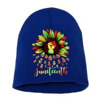 Juneteenth African American Sunflower Black History Freedom Great Gift Short Acrylic Beanie