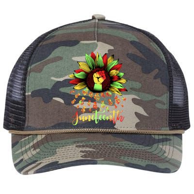 Juneteenth African American Sunflower Black History Freedom Great Gift Retro Rope Trucker Hat Cap