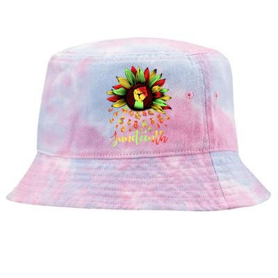 Juneteenth African American Sunflower Black History Freedom Great Gift Tie-Dyed Bucket Hat