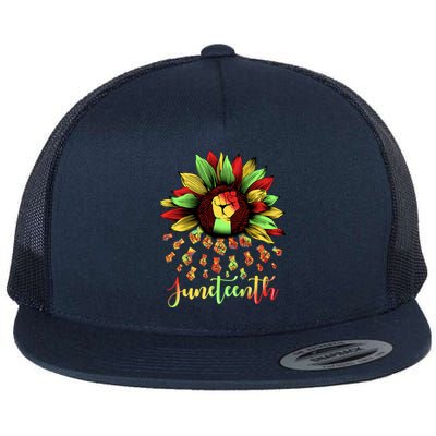 Juneteenth African American Sunflower Black History Freedom Great Gift Flat Bill Trucker Hat