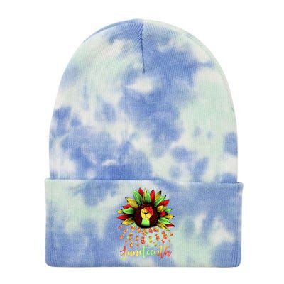 Juneteenth African American Sunflower Black History Freedom Great Gift Tie Dye 12in Knit Beanie