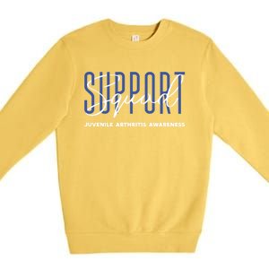 Juvenile Arthritis Awareness Support Squad Blue Ribbon Meaningful Gift Premium Crewneck Sweatshirt