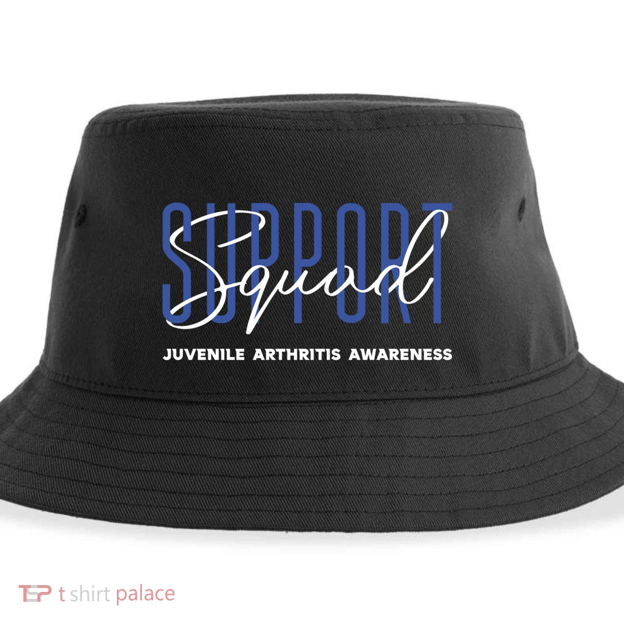 Juvenile Arthritis Awareness Support Squad Blue Ribbon Meaningful Gift Sustainable Bucket Hat