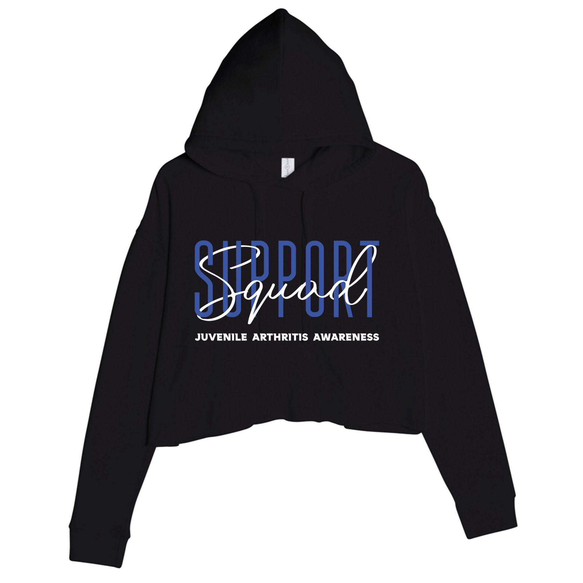 Juvenile Arthritis Awareness Support Squad Blue Ribbon Meaningful Gift Crop Fleece Hoodie