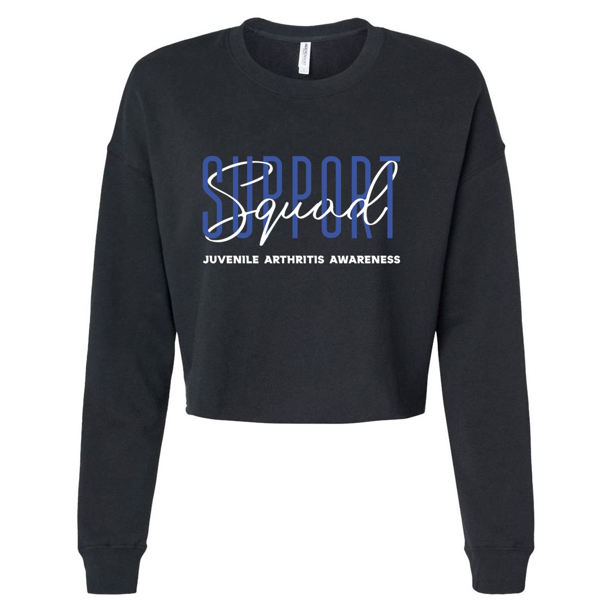 Juvenile Arthritis Awareness Support Squad Blue Ribbon Meaningful Gift Cropped Pullover Crew