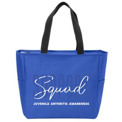 Juvenile Arthritis Awareness Support Squad Blue Ribbon Meaningful Gift Zip Tote Bag