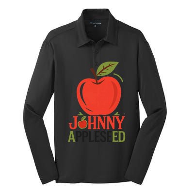 Johnny Appleseed Apple Day Sept 26 Orchard Nursery Silk Touch Performance Long Sleeve Polo