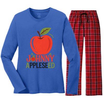 Johnny Appleseed Apple Day Sept 26 Orchard Nursery Women's Long Sleeve Flannel Pajama Set 