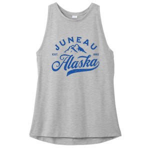 Juneau Alaska Ak Mountains Family Vacation Souvenir Ladies PosiCharge Tri-Blend Wicking Tank