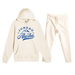 Juneau Alaska Ak Mountains Family Vacation Souvenir Premium Hooded Sweatsuit Set