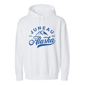 Juneau Alaska Ak Mountains Family Vacation Souvenir Garment-Dyed Fleece Hoodie