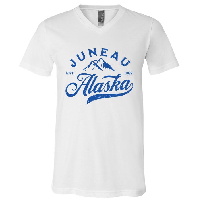 Juneau Alaska Ak Mountains Family Vacation Souvenir V-Neck T-Shirt