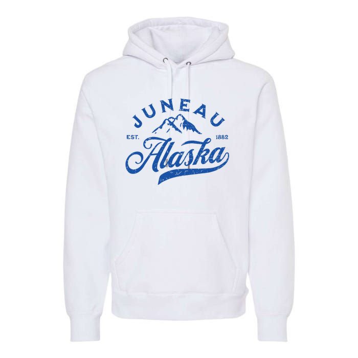 Juneau Alaska Ak Mountains Family Vacation Souvenir Premium Hoodie