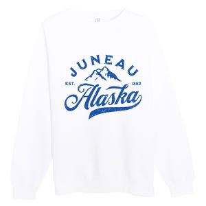 Juneau Alaska Ak Mountains Family Vacation Souvenir Premium Crewneck Sweatshirt