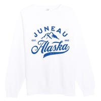 Juneau Alaska Ak Mountains Family Vacation Souvenir Premium Crewneck Sweatshirt