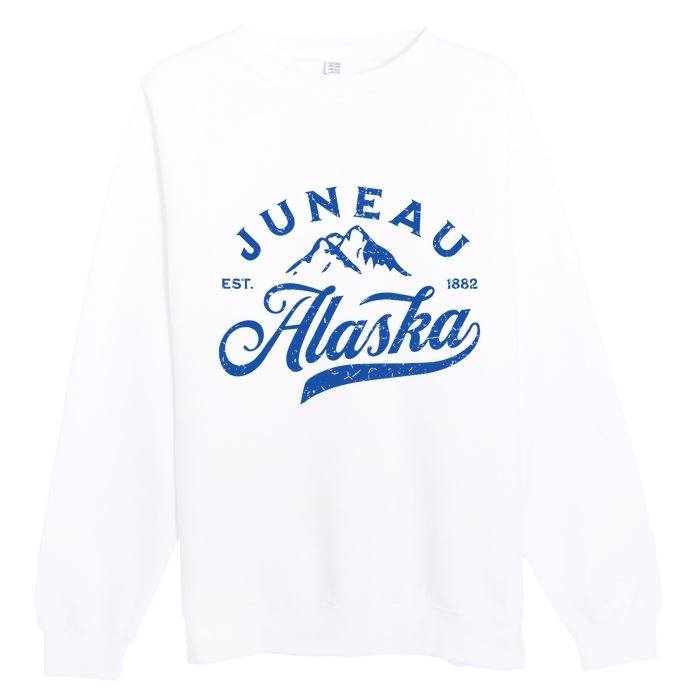 Juneau Alaska Ak Mountains Family Vacation Souvenir Premium Crewneck Sweatshirt