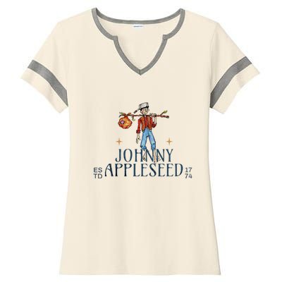 Johnny Appleseed Apple Day Sept 26 Orchard Nursery Ladies Halftime Notch Neck Tee