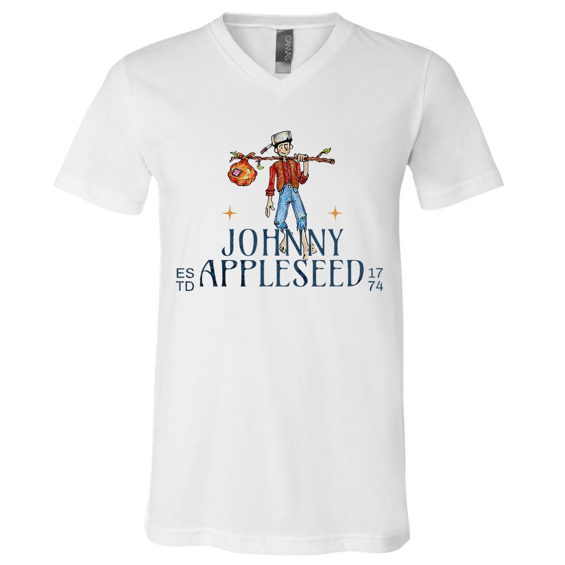 Johnny Appleseed Apple Day Sept 26 Orchard Nursery V-Neck T-Shirt