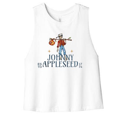 Johnny Appleseed Apple Day Sept 26 Orchard Nursery Women's Racerback Cropped Tank