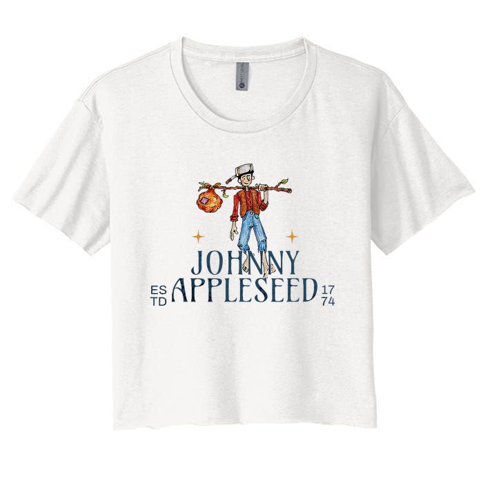 Johnny Appleseed Apple Day Sept 26 Orchard Nursery Women's Crop Top Tee