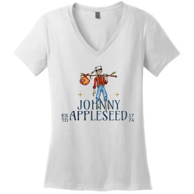 Johnny Appleseed Apple Day Sept 26 Orchard Nursery Women's V-Neck T-Shirt