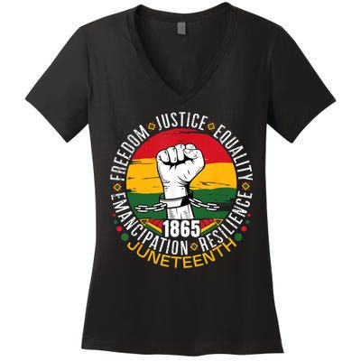 Juneteenth African American Black History 1865 Juneteenth Women's V-Neck T-Shirt