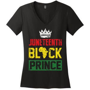 Juneteenth Afro American Boy Son Family Matching Juneteenth Women's V-Neck T-Shirt