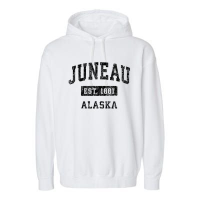 Juneau Alaska Ak Vintage Established Sports Garment-Dyed Fleece Hoodie