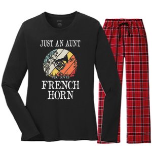 Just An Aunt Who Loves French Horn Women's Long Sleeve Flannel Pajama Set 