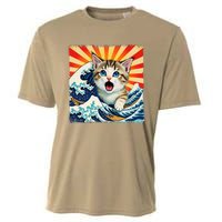 Japanese Art Anime Funny Cat Wave Graphicvintage Cooling Performance Crew T-Shirt