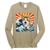 Japanese Art Anime Funny Cat Wave Graphicvintage Long Sleeve Shirt