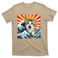 Japanese Art Anime Funny Cat Wave Graphicvintage T-Shirt