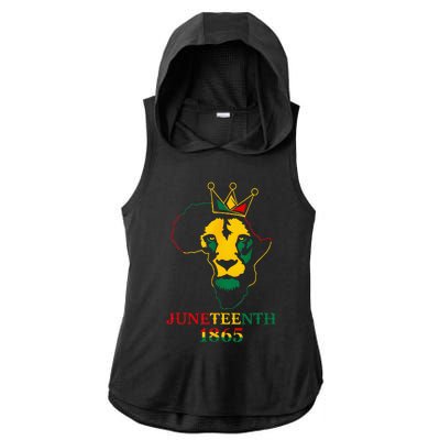 Juneteenth African American Black Lion 1865 King Gifts Ladies PosiCharge Tri-Blend Wicking Draft Hoodie Tank