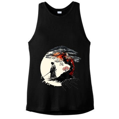 Japanese Art Aikido Tree Of Life Peace Art Of War Samurai Ladies PosiCharge Tri-Blend Wicking Tank