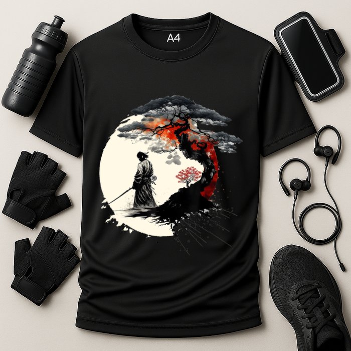 Japanese Art Aikido Tree Of Life Peace Art Of War Samurai Cooling Performance Crew T-Shirt