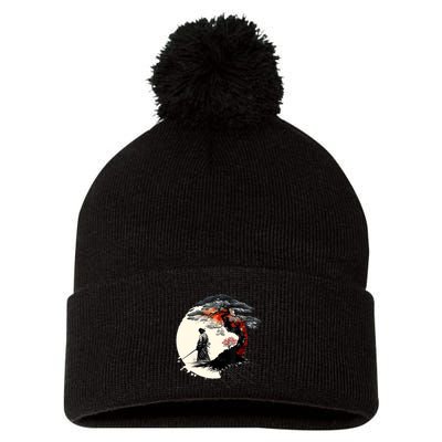 Japanese Art Aikido Tree Of Life Peace Art Of War Samurai Pom Pom 12in Knit Beanie