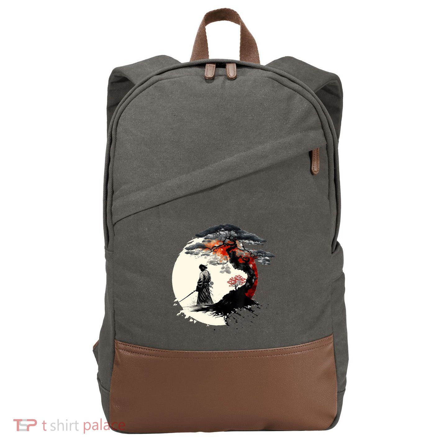 Japanese Art Aikido Tree Of Life Peace Art Of War Samurai Cotton Canvas Backpack